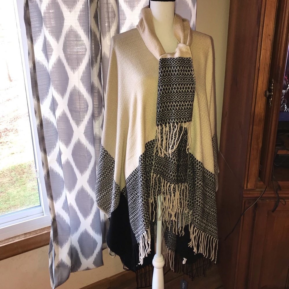 Ellie and Kate Poncho with Attached Scarf